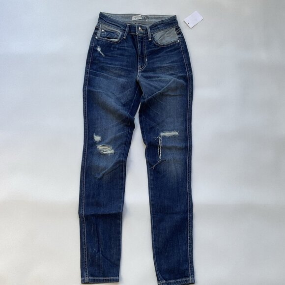 Guess Women’s 1981 High Rise Skinny Jeans Blue Distressed Wash Size 24 - Picture 1 of 14